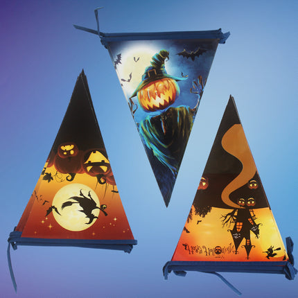 Halloween Paper Banner Ghost Pumpkins Witches Bunting Pennant