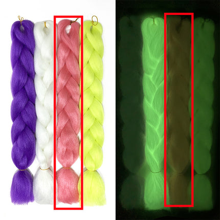 Luminescent Fluorescerende Chemiese Vesel Pruik Groot Vlegsel