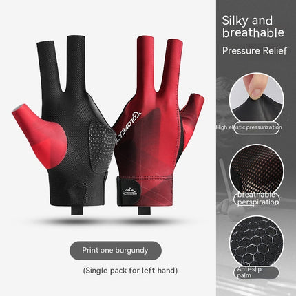 New Indoor Billiard Gloves Non-slip Wear-resistant Breathable Three-finger Gloves Single Pack