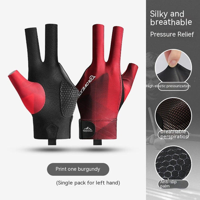 New Indoor Billiard Gloves Non-slip Wear-resistant Breathable Three-finger Gloves Single Pack