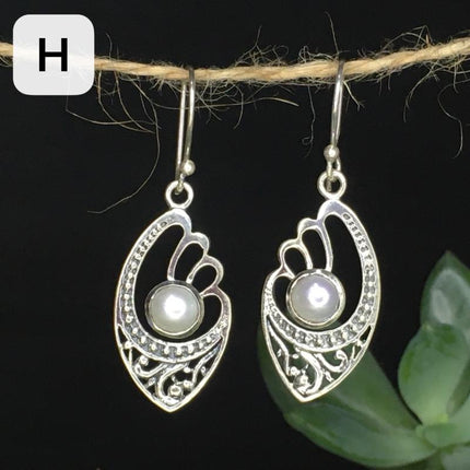 Sterling Silwer Natuurlike Kristalle Vintage Etniese Feetjie Druppeloorbelle