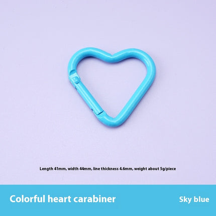 Love Heart Climbing Button Carabiner Heart-shaped Aluminum Alloy DIY Water Bottle Buckle Keychain Accessories