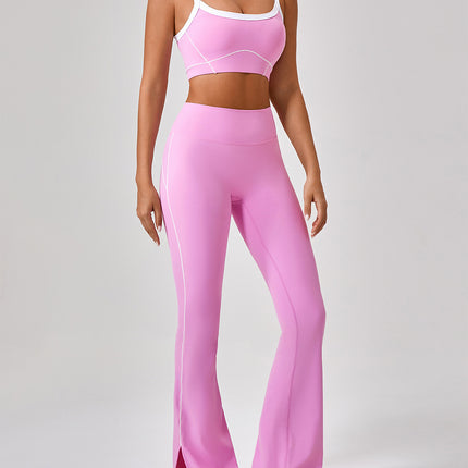 Outdoor Sports Yoga Suits Women's Spaghetti Strap Contrast Color Fitness Set Outfits