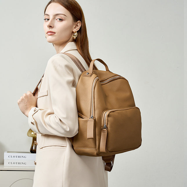 Large Capacity Portable Computer Lightweight Leather Niche Women's Backpack