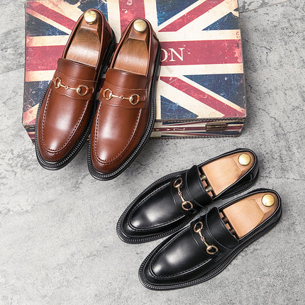 All-match Fashion Pointed Casual Leather Shoes Slip-on