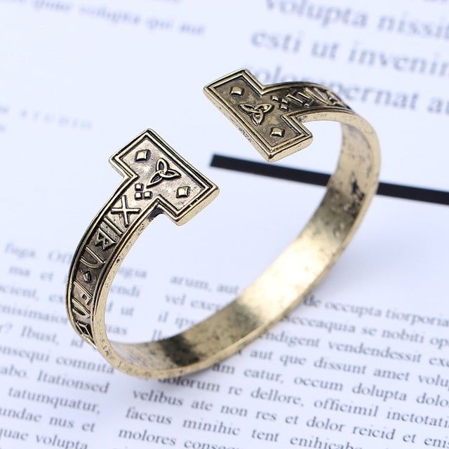 Ancient gold text bracelet