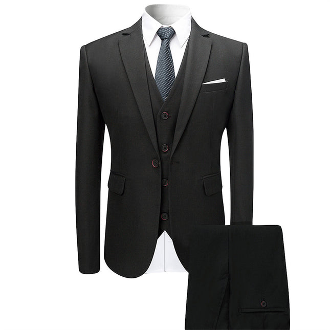 Men's Fashion Slim Suit Three-piece Suit