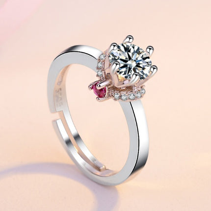 Klassieke ses-klou enkel diamantring simulasie geplateerde 18k witgoudring diamantverlowingsring