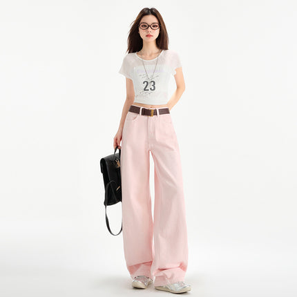 Cherry Blossom Wide Leg Draping Mop Jeans