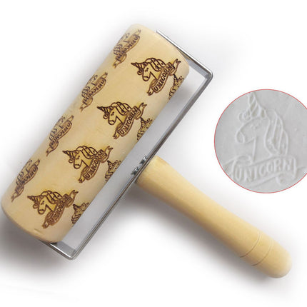 Push-Style Christmas Embossing Rolling Pin Printed Cookie Dough Stick Fondant Tool Baking Noodle Cake Dough Engraved Roller Q40