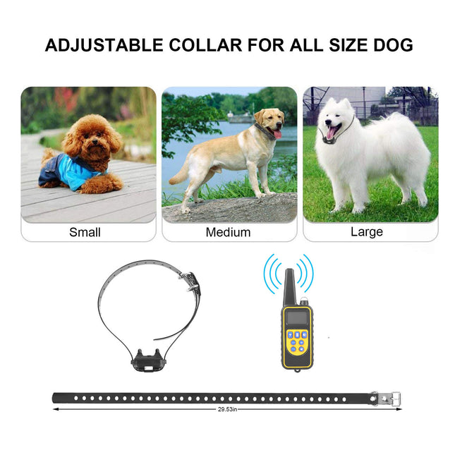 1Pc Dog Training Collar With Remote  IP67 Waterproof Pet Trainer 300mAh Rechargeable 875 Yard Remote Control 4 Modes Adjustable Level