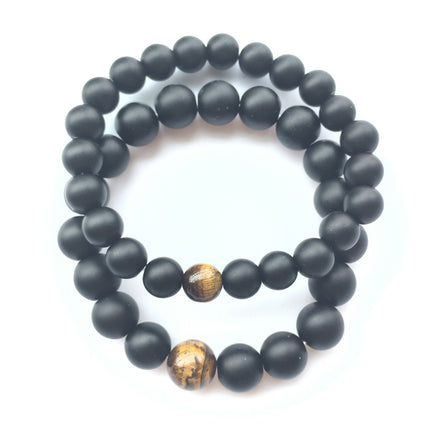 Swart Agaat Los Kraal Geel Tieroog Armband