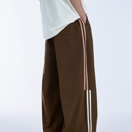 Men's Clothing Cut Side Stripe Wide-leg Pants Trendy Brand New Retro Color Contrast Patchwork Casual Wide-leg Pants