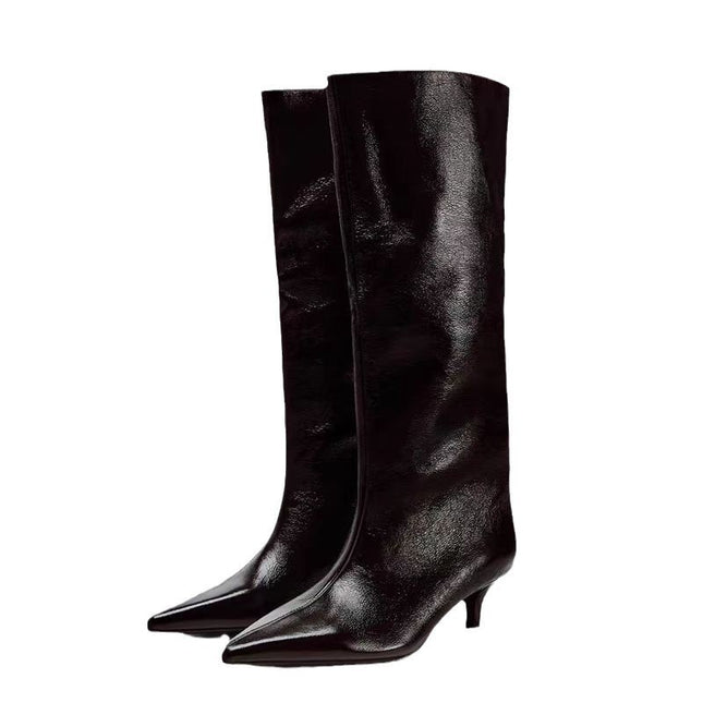 Women's British Style Pointed Toe High Leg Boot