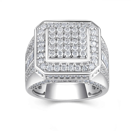 Mans se Letter H Stel Met Topgehalte Moissanite Luukse En Modieuse Lig Luukse Juweliersware Silwer Ring S925 Versilwerde Platinum