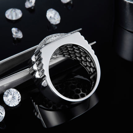 Mans Luukse en Modieuse Ligte Luukse Juweliersware Silwer Ring S925 Versilwerde Platinum Met Topgehalte Moissaniet