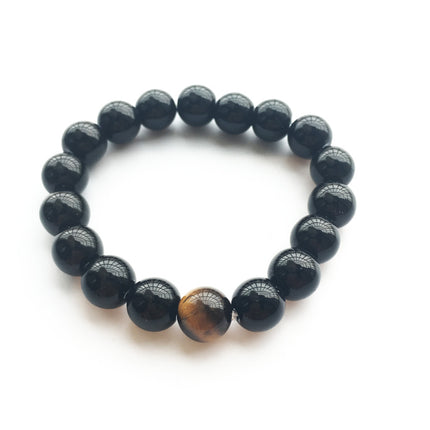 Swart Agaat Los Kraal Geel Tieroog Armband