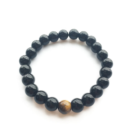 Swart Agaat Los Kraal Geel Tieroog Armband