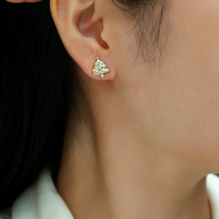 Christmas Tree - Set With Top-quality Moissanite Luxury And Fashionable Light Luxury Jewelry, Silver Stud Earrings, S925 Silver Electroplated Gold