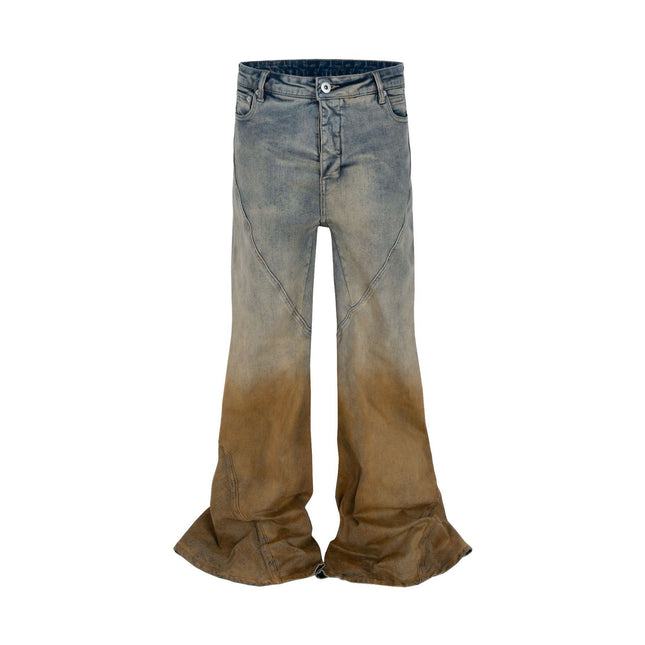 Men's Gradient Trousers Wide Leg Distressed Casual Jeans