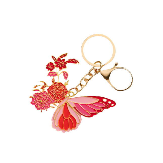 Kreatiewe Persoonlikheid Koper Antieke Styl Hol Blom Vlinder Sleutelhanger Hanger