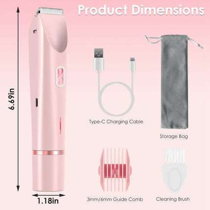 1 Stuk 2-in-1 Bikini-trimmer vir vroue Dubbelkop Koordloos Liggaamskeerder IPX7 Waterdig Herlaaibare Skaamhaarskeermes Nat en Droë Gebruik Vir Bikini Oksel Been Arm Liggaam Gesig