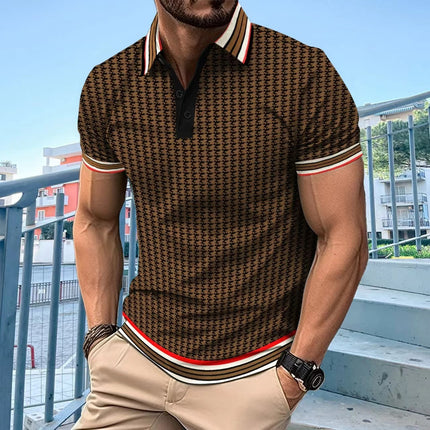 Color Block Button Short Sleeve T-shirt Top