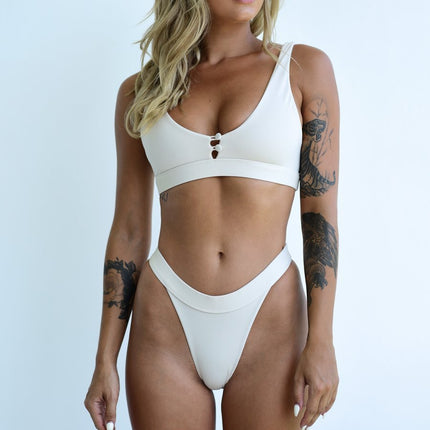 Swimsuit Amazon Multicolor Button Split High Waist Swimsuit