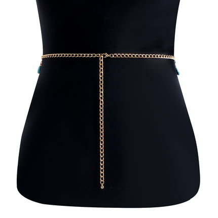 Klassieke Retro Turkoois Middellyf Buikketting Vir Vroue Somerstrand Sexy Eenvoudige Lyfketting Juweliersware Toebehore Geskenk