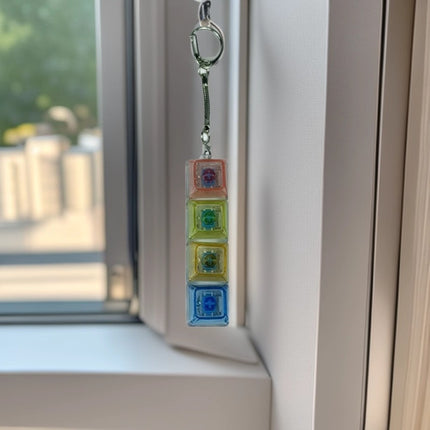4 Sleutels Meganiese Sleutelbord Elektroniese Liggende Deursigtige Kristal Hoogte Drukvermindering Vingerknoppie Anti-Stres Sleutelknop Speelding Skooltassleutelhanger Dekompressie Klikker Gadget Geskenk