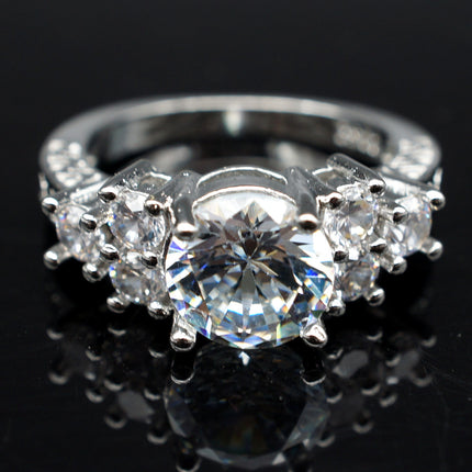 Ebay warmverkopende diamant handornamente groothandel hoëgraad agt hart agt pyl sirkonium-verlowingsring