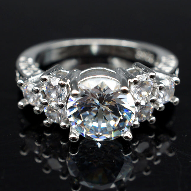 Ebay warmverkopende diamant handornamente groothandel hoëgraad agt hart agt pyl sirkonium-verlowingsring