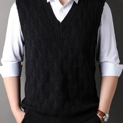 Woolen Vest Men's Twisted Loose Middle-aged Knitted Dad Vest Base Sleeveless Shirt Wholesale