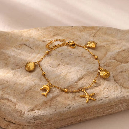 Dolphin Starfish Shell Pendant Ocean Series Anklet