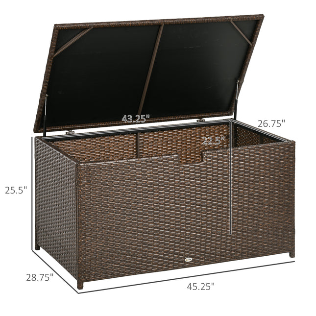 113 Gallon Buite Stoorboks, Rotting Dekboks Vir Binne, Patio Meubelkussings, Swembad Tuin Gereedskap, Bruin