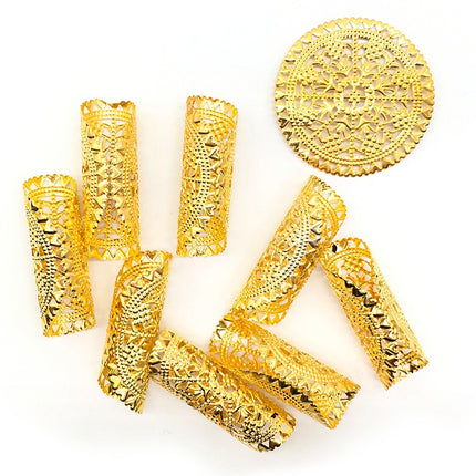 20 Pieces Round Adjustable Golden Metal Hair Tube Beads Rings