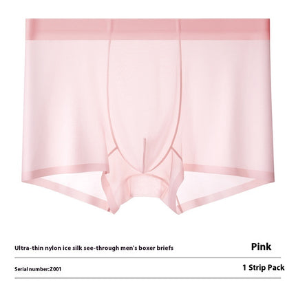 Ultra-thin Cool Ice Silk Breathable Traceless Transparent Hair Exposed Sexy Boxer