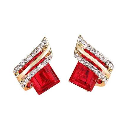 Silver S925 Diamond Earrings Female Korean Crystal Diamond Geometric Ornament Female