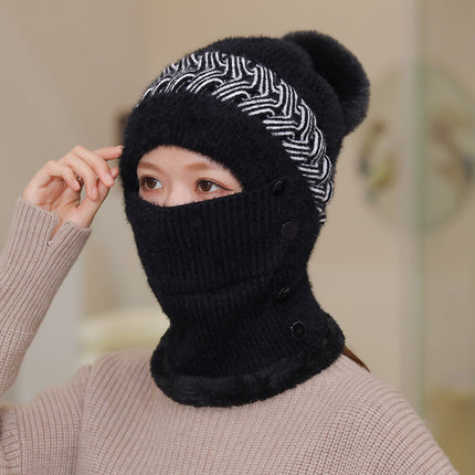 Women's Openwork Knitted Fleece One Piece Hat