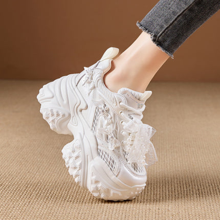 Mesh Surface Breathable Casual Versatile Thick Bottom Height Increasing Shoes