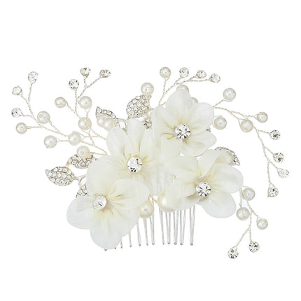 Bruids Trou Diadeem Pêrel Strass Haarborsel