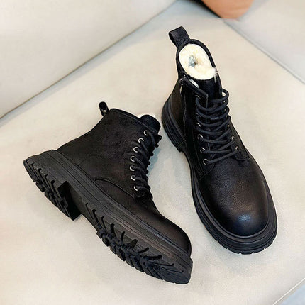 Sheepskin Fur Snow Boots Men's Thick Bottom Non-slip Dr Martens Boots