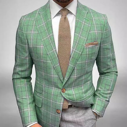 Light Business Men's Suit Printed Checks Coat