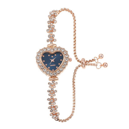 Blomketting Diamant-ingebedde Liefde Vroue se Elegante Alles-pas Horlosie