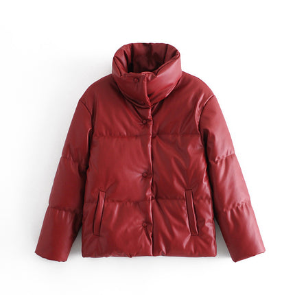 Women's brown leather faux leather jacket jacket