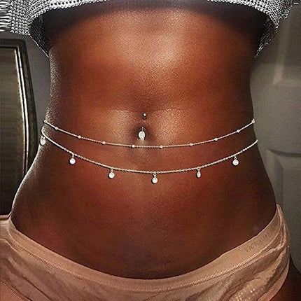 Women's Fashion Round Beads Chain Double-layer Waist Chain