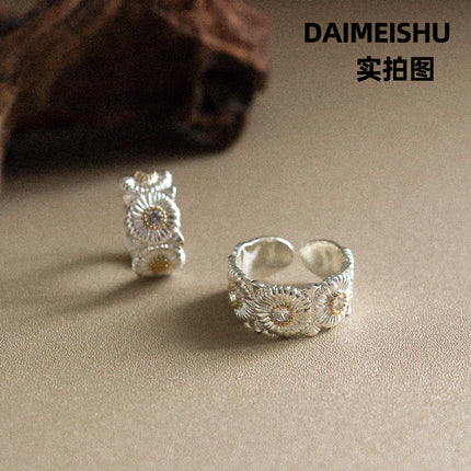Vintage Fashion Versatile Micro-Inlaid Zircon  Ring For Women, Light Luxury Unique High-End Adjustable Open Ring
