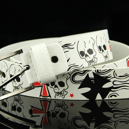 Pin Buckle Men's Leather European Hip Hop Skull Casual Belt