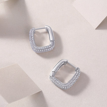 Top-quality Moissanite Luxury And Fashionable Light Luxury Jewelry Silver Stud Earrings S925 Silver Plated Platinum