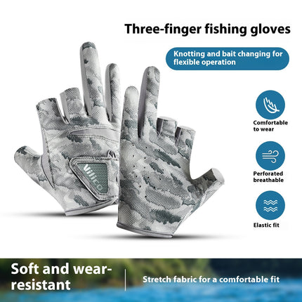 Exposed Three-finger Outdoor Sun Protection Professional Fishing Lure Gloves